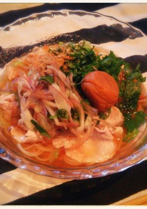 梅薫るシャキシャキ豚しゃぶ素麺-レシピのメイン写真