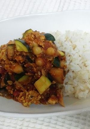 なすとズッキーニのキーマカレー　-レシピのメイン写真