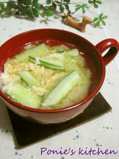きゅうりと卵のお味噌汁♪-レシピのメイン写真
