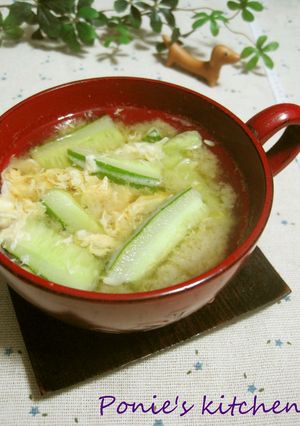 きゅうりと卵のお味噌汁♪-レシピのメイン写真