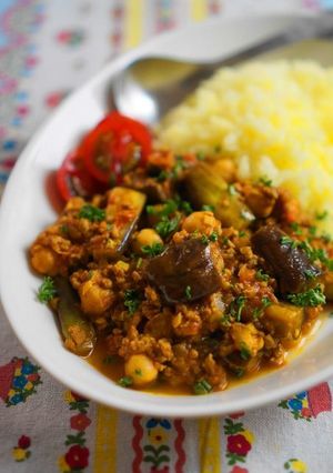 夏野菜とひよこ豆のキーマカレー-レシピのメイン写真