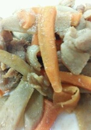 ゴボウ、ニンジン、豚肉のきんぴら風炒め！-レシピのメイン写真