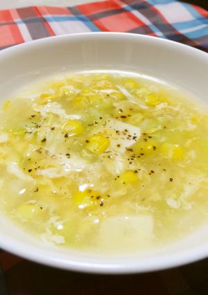とろりん♡コーンとキャベツの中華卵スープ-レシピのメイン写真