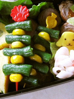 いんげん&コーンdeお弁当の彩りピック-レシピのメイン写真