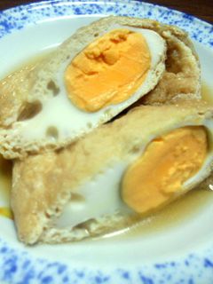 麺つゆで作る①油揚げと卵の巾着煮-レシピのメイン写真