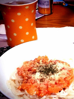 完熟トマトのクリームうどん。-レシピのメイン写真