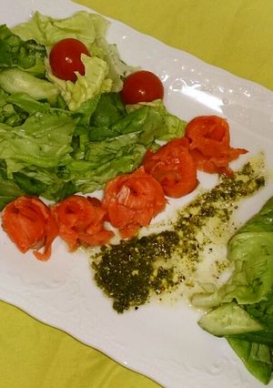 サーモンのバジルドレッシングサラダ-レシピのメイン写真