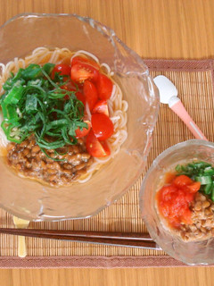離乳食+大人✿納豆とオクラのそうめん-レシピのメイン写真