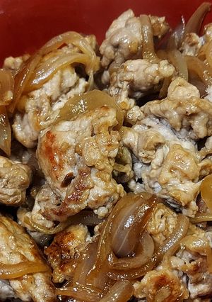 豚こま肉と玉ねぎのバルサミコソース炒め-レシピのメイン写真