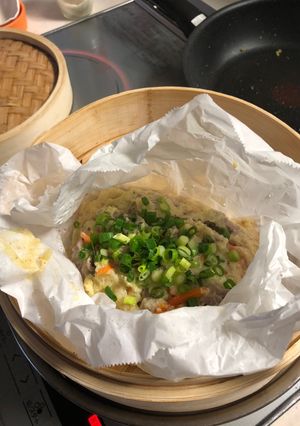 豚方ロースと野菜のとろろ蒸し-レシピのメイン写真