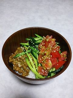 一人ごはん☆納豆夏野菜丼-レシピのメイン写真