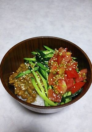 一人ごはん☆納豆夏野菜丼-レシピのメイン写真