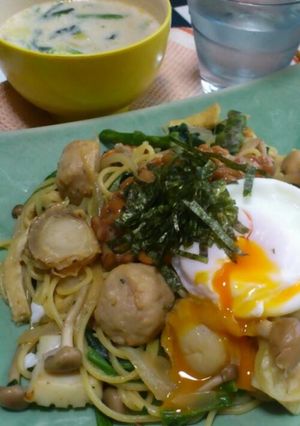 ☆時短☆冷凍シーフードで納豆和風パスタ-レシピのメイン写真