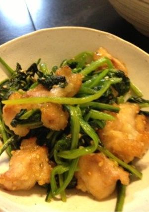 ほうれん草と鶏肉の塩炒め-レシピのメイン写真