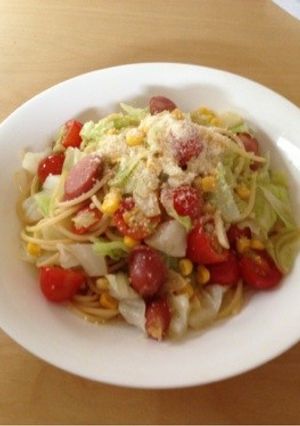節約レシピ♪残り野菜でコンソメパスタ-レシピのメイン写真