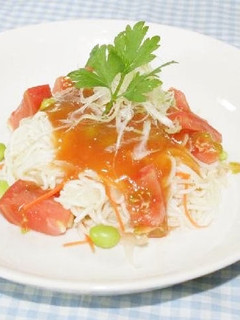 こんにゃく素麺のトマトジュレ-レシピのメイン写真