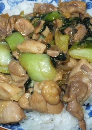 鶏と玉ねぎとチンゲンサイで和風丼-レシピのメイン写真