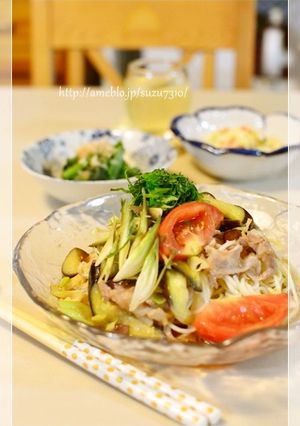 茄子と豚肉のぶっかけそうめん-レシピのメイン写真