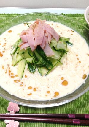 ☆ハムときゅうりの冷製豆乳そうめん☆-レシピのメイン写真