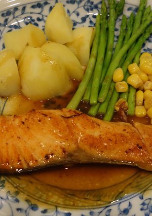 北海道食材満載、鮭のレモンバター醤油焼き-レシピのメイン写真