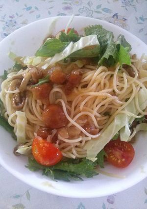 なめこおろしと何でも野菜で冷製パスタ-レシピのメイン写真