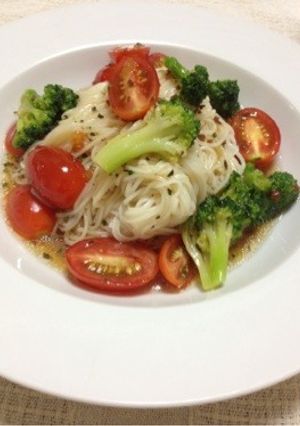 トマトとブロッコリーのイタリアンそうめん-レシピのメイン写真