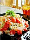 トマト・たらこ・イカの和風冷製パスタ