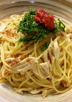 簡単ヘルシー！さっぱり梅ささみパスタ-レシピのメイン写真
