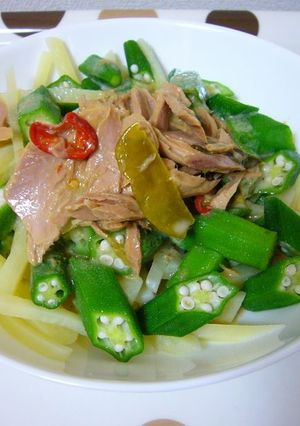 タイカレーでオクラとじゃがいもの和え物-レシピのメイン写真