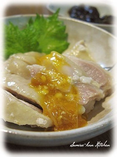 塩麹蒸し鶏♪なめたけ卵黄ソース-レシピのメイン写真