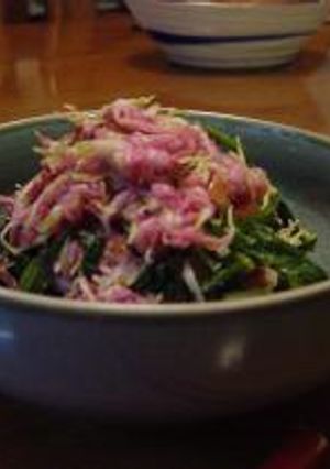 菊とほうれん草の酢の物-レシピのメイン写真