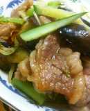牛カルビ肉となす☆胡瓜のステーキ風