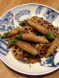 オクラの豚肉巻き炒め-レシピのメイン写真