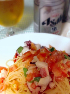 たことトマトの冷製パスタ-レシピのメイン写真