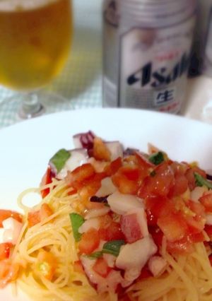 たことトマトの冷製パスタ-レシピのメイン写真