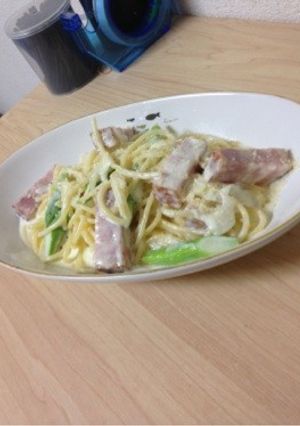 アスパラベーコンのクリームカルボナーラ-レシピのメイン写真