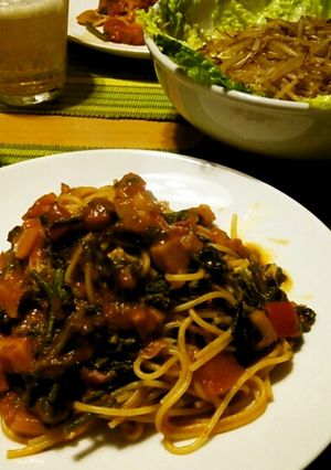 茎だち菜のトマトパスタ-レシピのメイン写真