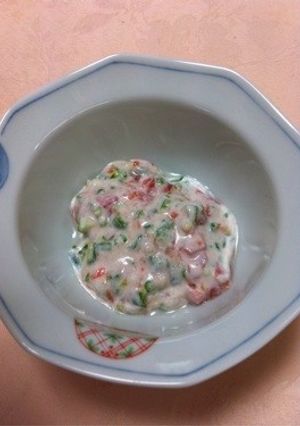 離乳後期オクラとトマトのカッテージチーズ-レシピのメイン写真