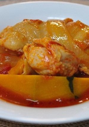 鶏肉とかぼちゃのトマト煮込み-レシピのメイン写真
