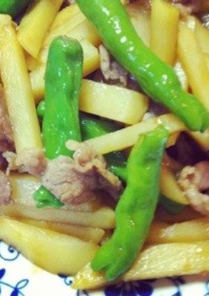 ししとうとじゃがいもと豚肉の炒め物♪簡単-レシピのメイン写真