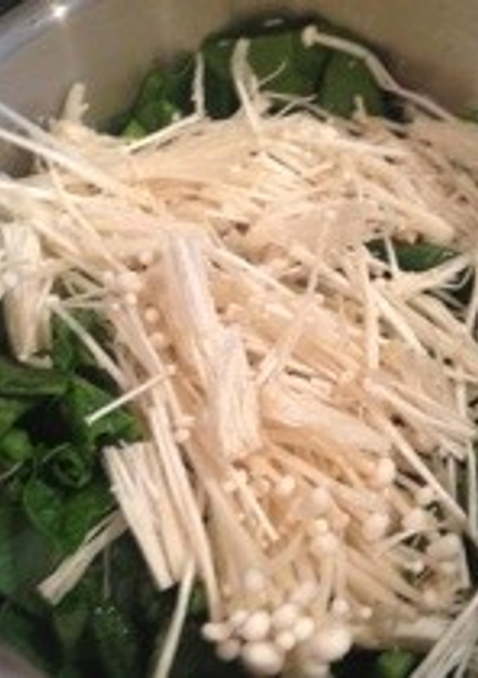 夏野菜 ツルムラサキとエノキ茸のさっと煮-レシピのメイン写真