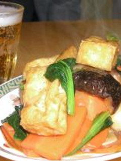 ターサイと揚げ豆腐&揚げ餅のオイスターソース炒め-レシピのメイン写真
