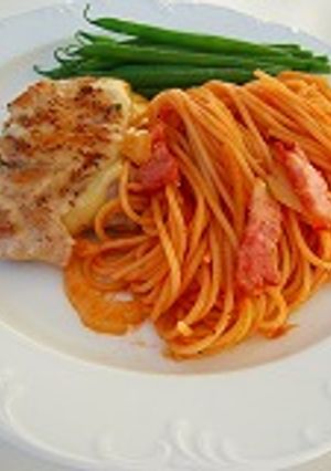 チーズチキンとナポリタン-レシピのメイン写真