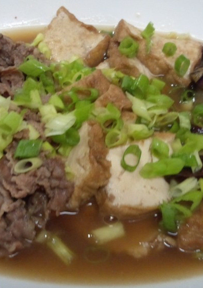 厚揚げとなすと牛肉をめんつゆで！！-レシピのメイン写真