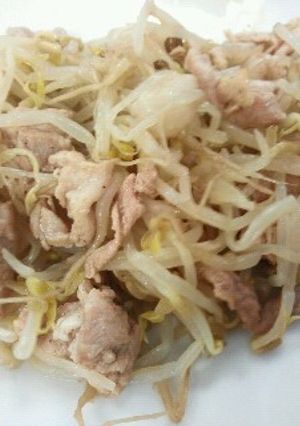 安い、簡単、もやしと豚肉の醤油風味炒め-レシピのメイン写真