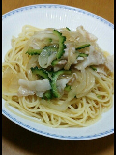 ゴーヤと豚しゃぶの和風冷製パスタ-レシピのメイン写真