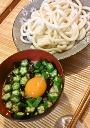 冷やしうどん♪ねばねばつけ麺-レシピのメイン写真