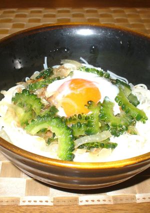 ゴーヤと温玉のぶっ掛けそうめん-レシピのメイン写真