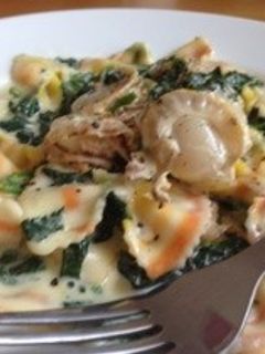 モロヘイヤと帆立のクリームパスタ-レシピのメイン写真