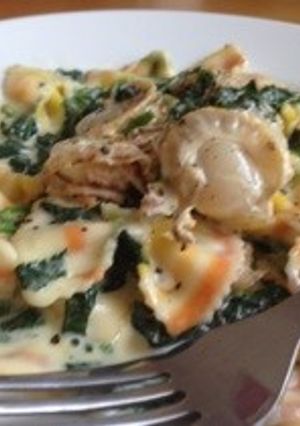 モロヘイヤと帆立のクリームパスタ-レシピのメイン写真